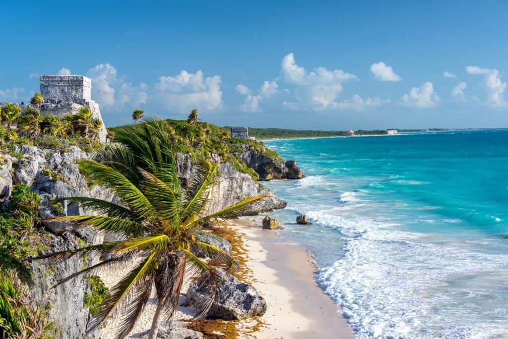 The Tulum Ruins in the Mexican Riviera in Mexico.