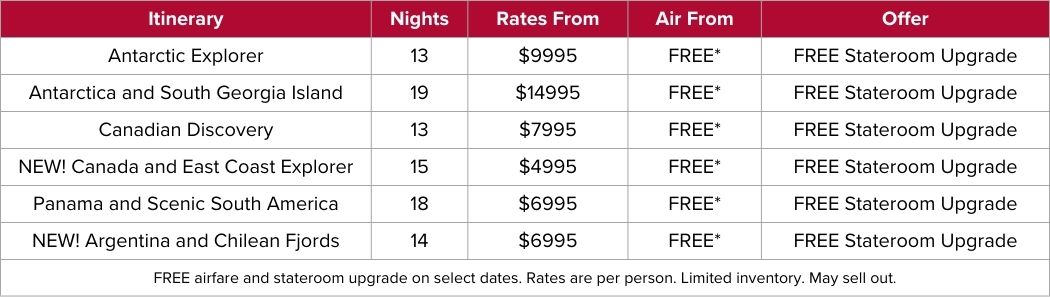 Viking October Antarctica Rates.